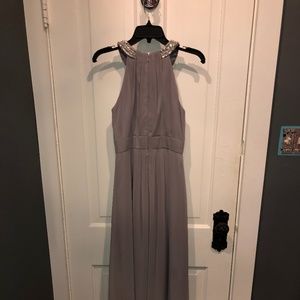 Eliza J High Neck Grey Prom Dress